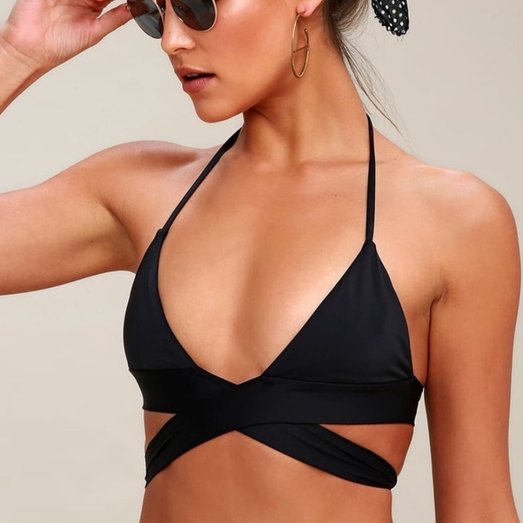 LULU’S - Black Wrap Bikini Top - Picture 2 of 5